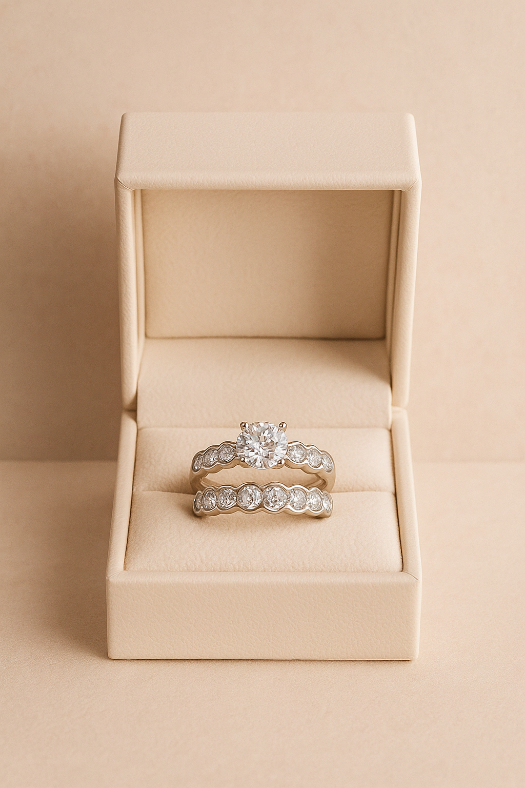 Moon & Back Wedding Ring Set