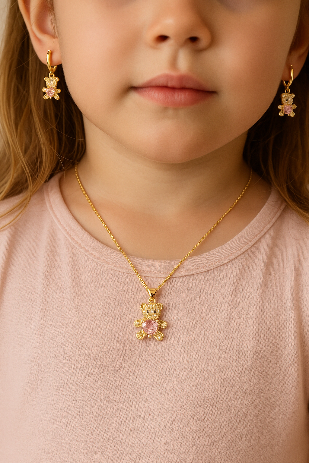 Pink Bear Nacklace Set