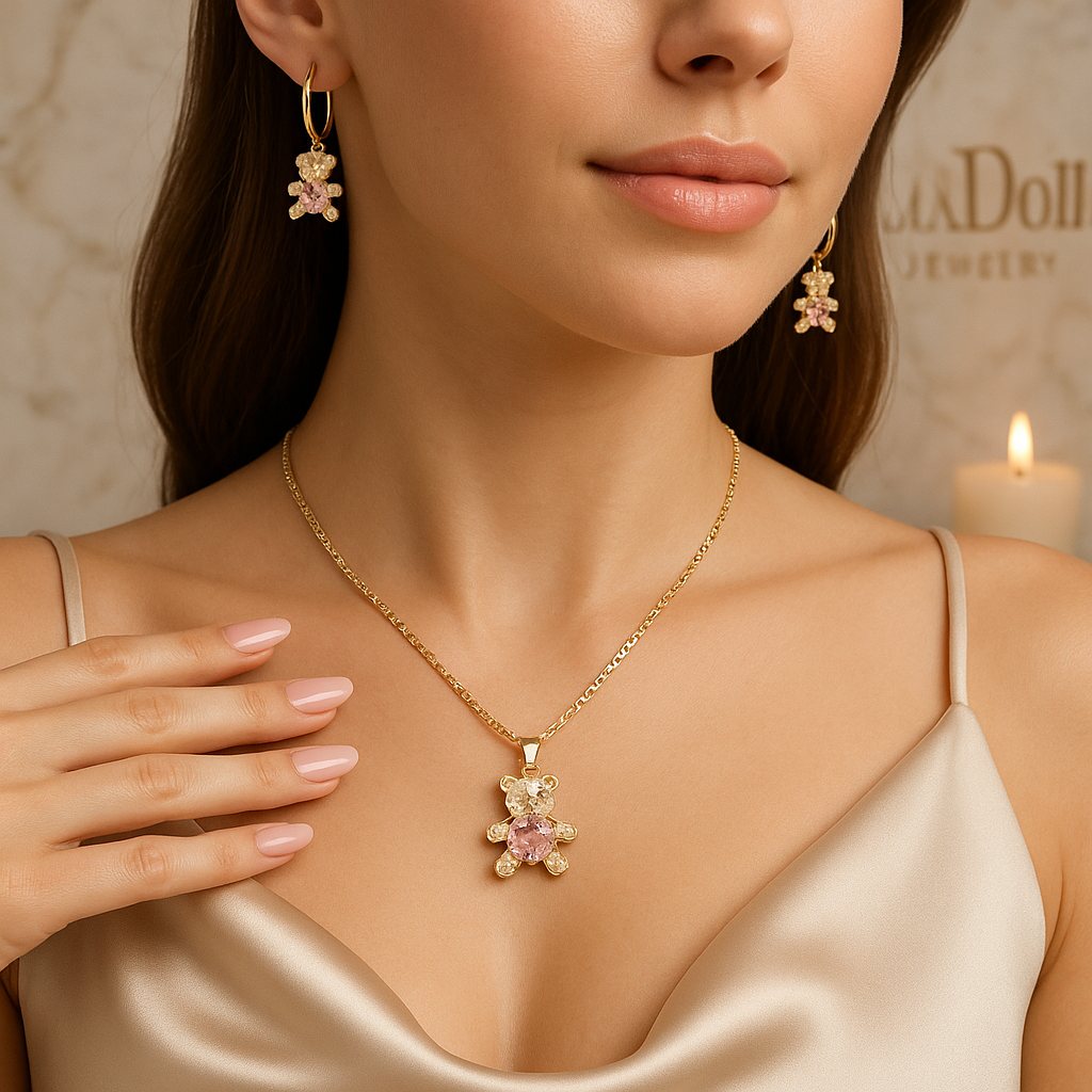 Pink Bear Nacklace Set