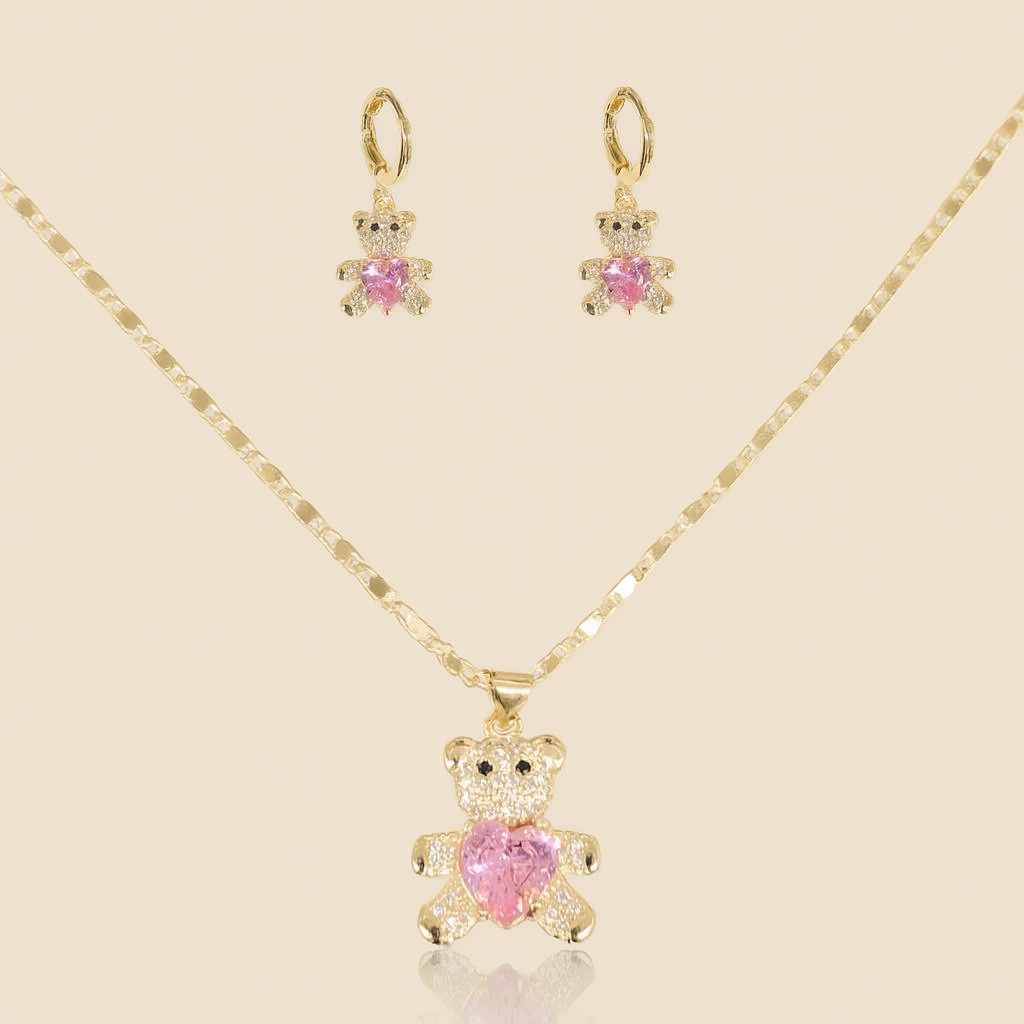 Pink Bear Nacklace Set