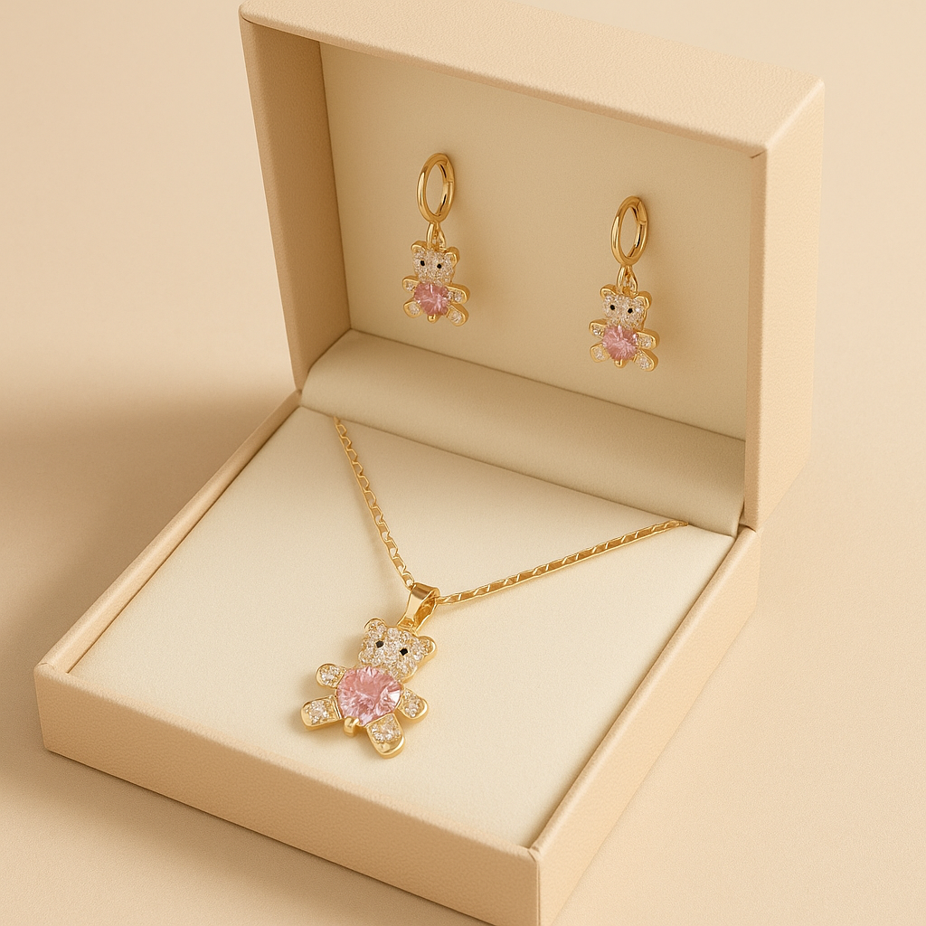Pink Bear Nacklace Set