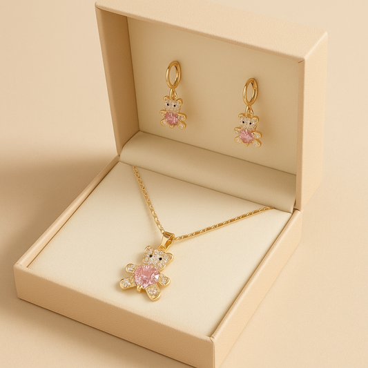 Pink Bear Nacklace Set